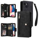 For iPhone 14 Rivet Buckle 9 Cards Three Fold Leather Phone Case (Black) - 1