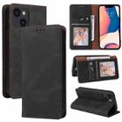 For iPhone 14 Simple Suction Closure Horizontal Flip Leather Case (Black) - 1