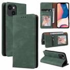 For iPhone 14 Simple Suction Closure Horizontal Flip Leather Case (Green) - 1