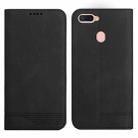 For OPPO A7 / A12 / A5s Strong Magnetic Leather Case(Black) - 1