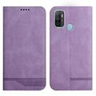 For OPPO A53 2020 Strong Magnetic Leather Case(Purple) - 1