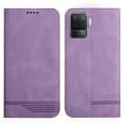 For OPPO A94 4G Strong Magnetic Leather Case(Purple) - 1