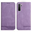 For Huawei P40 Lite 5G Strong Magnetic Leather Case(Purple) - 1