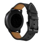 For Huawei Watch GT3 Pro 43mm / 46mm 22mmFirst Layer Leather Sewing Thread Watch Band(Black) - 1