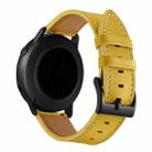 For Huawei Watch GT3 Pro 43mm / 46mm 22mmFirst Layer Leather Sewing Thread Watch Band(Yellow) - 1