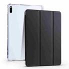 For Huawei MatePad 10.4 3-folding Transparent TPU Smart Leather Tablet Case(Black) - 1