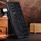 For Samsung Galaxy Z Fold3 5G Crocodile Texture Genuine Leather Phone Case(Black) - 1