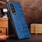 For Samsung Galaxy Z Fold4 Crocodile Texture Genuine Leather Phone Case(Blue) - 1