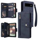 For Google Pixel 6a Rivet Buckle 9 Cards Three Fold Leather Phone Case(Blue) - 1