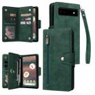 For Google Pixel 6a Rivet Buckle 9 Cards Three Fold Leather Phone Case(Green) - 1