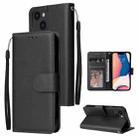 For iPhone 14 Multifunctional Horizontal Flip Leather Case with Three Card Slot (Black) - 1