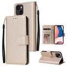 For iPhone 14 Multifunctional Horizontal Flip Leather Case with Three Card Slot (Tyrant Gold) - 1