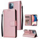 For iPhone 14 Plus Multifunctional Horizontal Flip Leather Case with Three Card Slot (Rose Gold) - 1