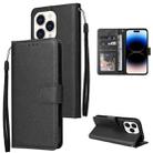 For iPhone 14 Pro Multifunctional Horizontal Flip Leather Case with Three Card Slot(Black) - 1