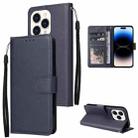 For iPhone 14 Pro Multifunctional Horizontal Flip Leather Case with Three Card Slot(Navy) - 1