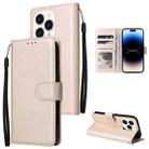 For iPhone 14 Pro Max Multifunctional Horizontal Flip Leather Case with Three Card Slot (Tyrant Gold) - 1