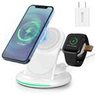 W-03 3 in 1 Magnetic Wireless Charger with 15W Adapter / USB-C Cable,US Plug(White) - 1