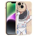 For iPhone 14 Spaceman Binoculars Phone Case(Beige) - 1