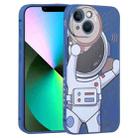 For iPhone 14 Plus Spaceman Binoculars Phone Case (Blue and Beige) - 1