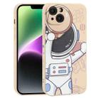 For iPhone 14 Plus Spaceman Binoculars Phone Case(Beige) - 1