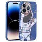 For iPhone 14 Pro Max Spaceman Binoculars Phone Case (Blue and Beige) - 1