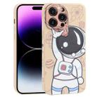 For iPhone 14 Pro Max Spaceman Binoculars Phone Case(Beige + Pink) - 1