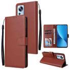 For Xiaomi 12 Lite 3 Card Slots Multifunctional Leather Phone Case(Brown) - 1