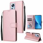 For Xiaomi 12 Lite 3 Card Slots Multifunctional Leather Phone Case(Rose Gold) - 1