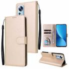 For Xiaomi 12 Lite 3 Card Slots Multifunctional Leather Phone Case(Gold) - 1