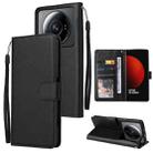 For Xiaomi 12S Ultra 3 Card Slots Multifunctional Leather Phone Case(Black) - 1