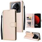For Xiaomi 12S Ultra 3 Card Slots Multifunctional Leather Phone Case(Gold) - 1