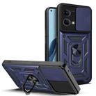 For OPPO Reno7 4G Sliding Camera Design TPU + PC Phone Case(Blue) - 1