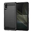 For Sony Xperia Ace II Brushed Texture Carbon Fiber TPU Phone Case(Black) - 1