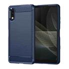 For Sony Xperia Ace II Brushed Texture Carbon Fiber TPU Phone Case(Blue) - 1