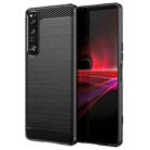 For Sony Xperia 1 IV Brushed Texture Carbon Fiber TPU Phone Case(Black) - 1