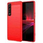 For Sony Xperia 1 IV Brushed Texture Carbon Fiber TPU Phone Case(Red) - 1