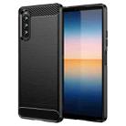 For Sony Xperia 10 IV Brushed Texture Carbon Fiber TPU Phone Case(Black) - 1