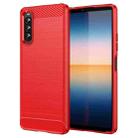 For Sony Xperia 10 IV Brushed Texture Carbon Fiber TPU Phone Case(Red) - 1