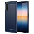 For Sony Xperia 10 IV Brushed Texture Carbon Fiber TPU Phone Case(Blue) - 1