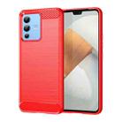 For vivo S12 Brushed Texture Carbon Fiber TPU Phone Case(Red) - 1