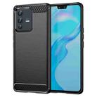 For vivo S12 Pro Brushed Texture Carbon Fiber TPU Phone Case(Black) - 1