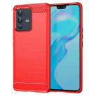 For vivo V23 Pro Brushed Texture Carbon Fiber TPU Phone Case(Red) - 1