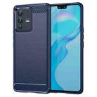 For vivo V23 Pro Brushed Texture Carbon Fiber TPU Phone Case(Blue) - 1