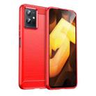 For vivo T1 5G Brushed Texture Carbon Fiber TPU Phone Case(Red) - 1