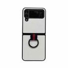 For Samsung Galaxy Z Flip4 Two-color Litchi Texture Phone Case With Ring(White) - 1