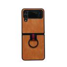 For Samsung Galaxy Z Flip4 Two-color Litchi Texture Phone Case With Ring(Orange) - 1