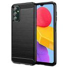For Samsung Galaxy M13 4G Brushed Texture Carbon Fiber TPU Phone Case(Black) - 1