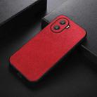 For Honor X40i Wood Texture PU Phone Case(Red) - 1