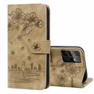 For Samsung Galaxy S21 Ultra 5G Cartoon Sakura Cat Embossed Leather Phone Case(Brown) - 1