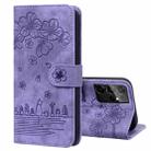 For Samsung Galaxy S21 Ultra 5G Cartoon Sakura Cat Embossed Leather Phone Case(Purple) - 1